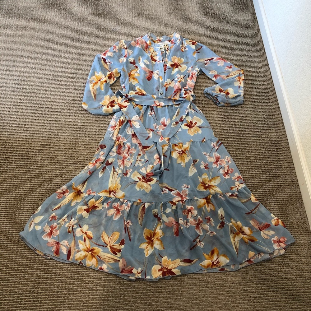 Boho Floral smock midi dress